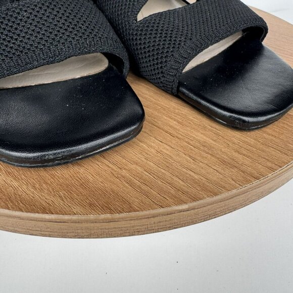 Liverpool Pacific Black Woven Fabric Sandals With Leather Sock Square Toe Size 8 - Picture 8 of 9